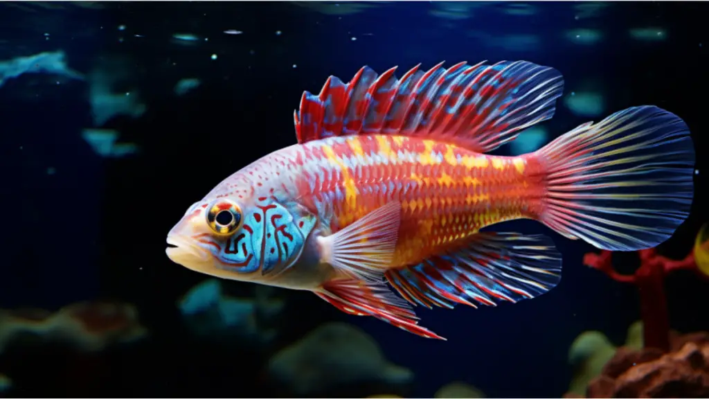 vibrant cichlid fish swimming in a crystal clear aquarium